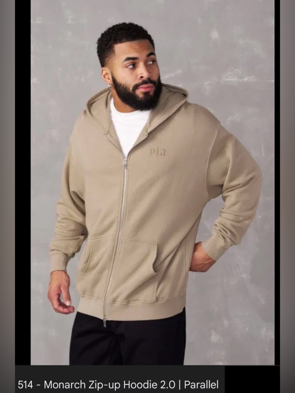 NWT YoungLA Tan Wash 514 Double Logo Zipper Hoodie Jacket w Logo, Small UNISEX